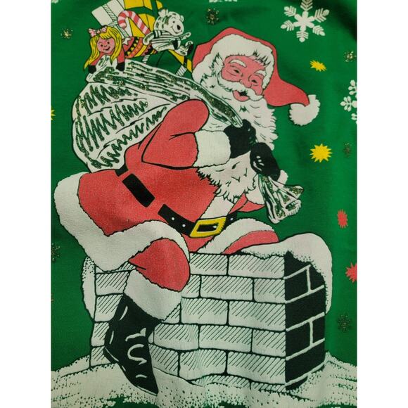 Vintage Christmas Nutcracker Sweatshirt Santa Green S Small M Medium - Picture 4 of 4